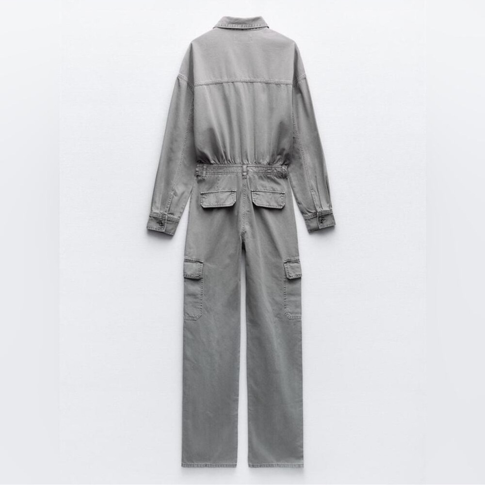 ZARA TRF WASHED EFFECT DENIM JUMPSUIT NWT - Picture 3 of 7